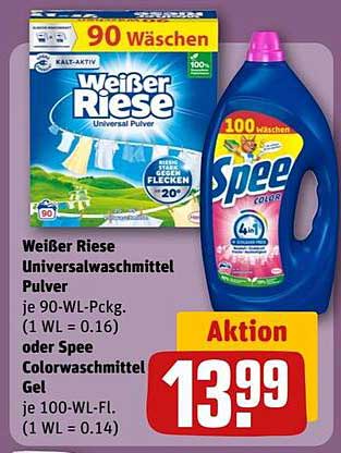 Weißer Riese Universalwaschmittel Pulver oder Spee Colorwaschmittel Gel