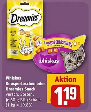 Whiskas Knuspertaschen oder Dreamies Snack