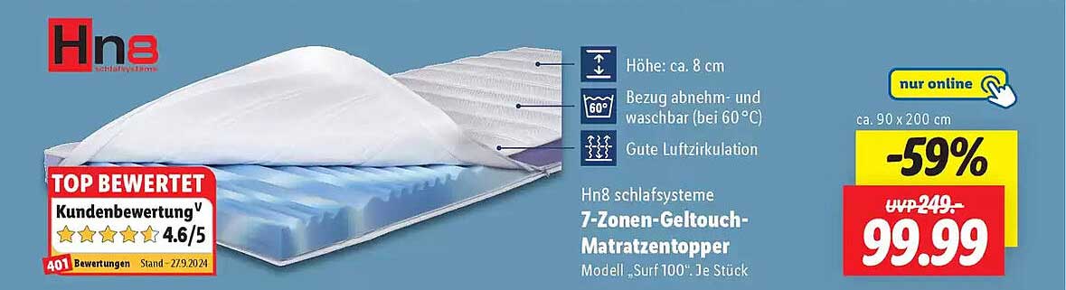 7-Zonen-Geltouch-Matratzentopper