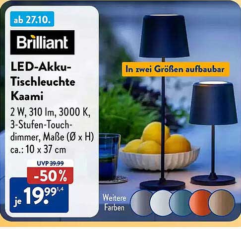 Brilliant LED-Akku-Tischleuchte Kaami