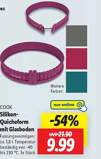 COOX Silikon-Quicheform mit Glasboden