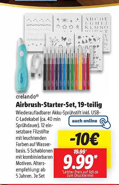 crelando® Airbrush-Starter-Set, 19-teilig