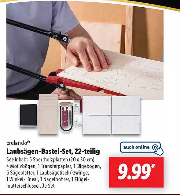 crelando® Laubsägen-Bastel-Set, 22-teilig