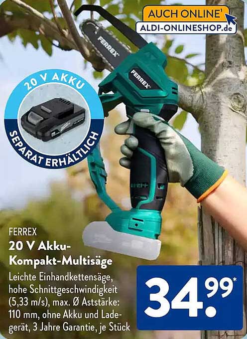 FERREX 20 V Akku-Kompakt-Multisäge