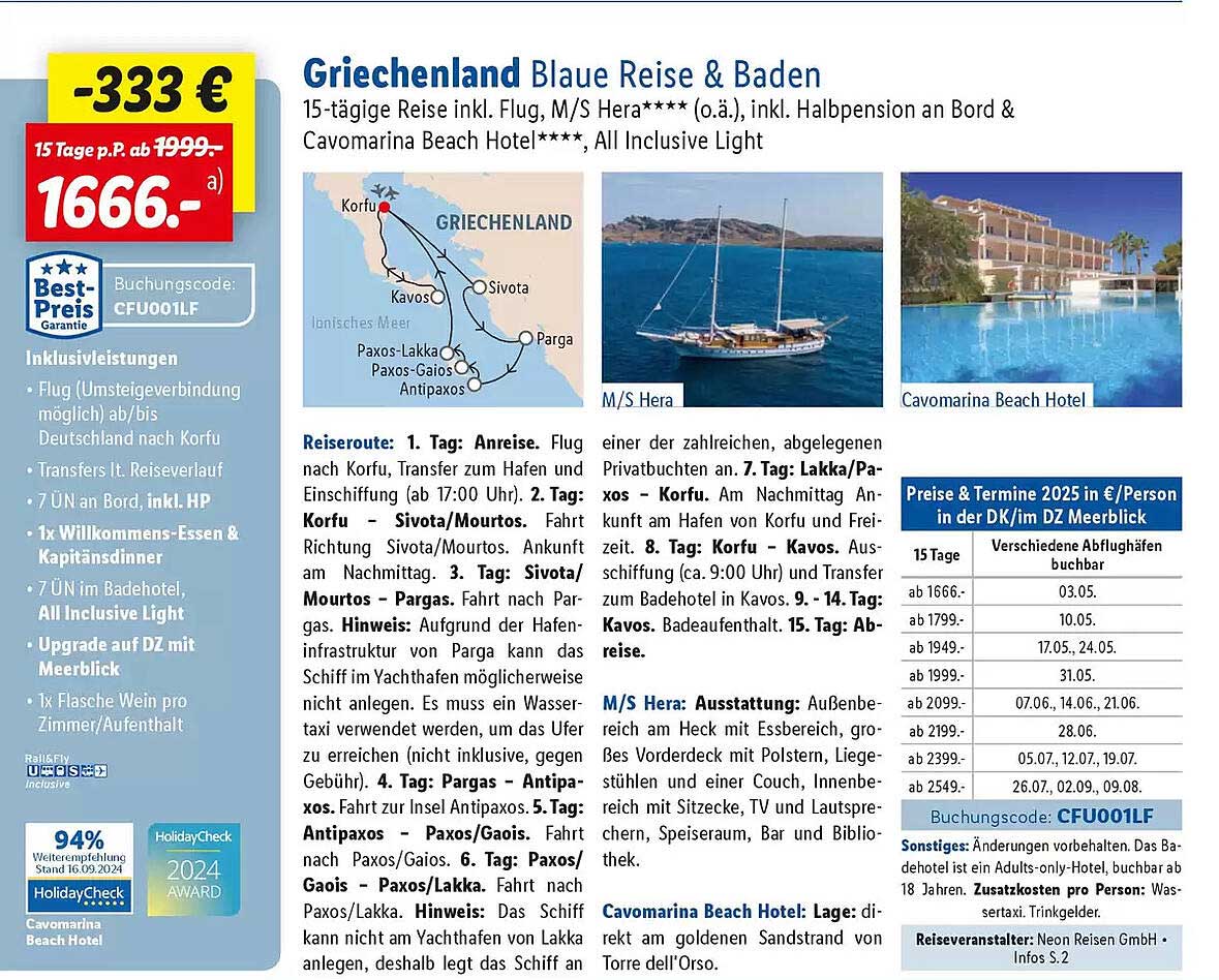 Griechenland Blaue Reise & Baden