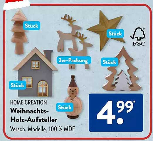 HOME CREATION Weihnachts-Holz-Aufsteller