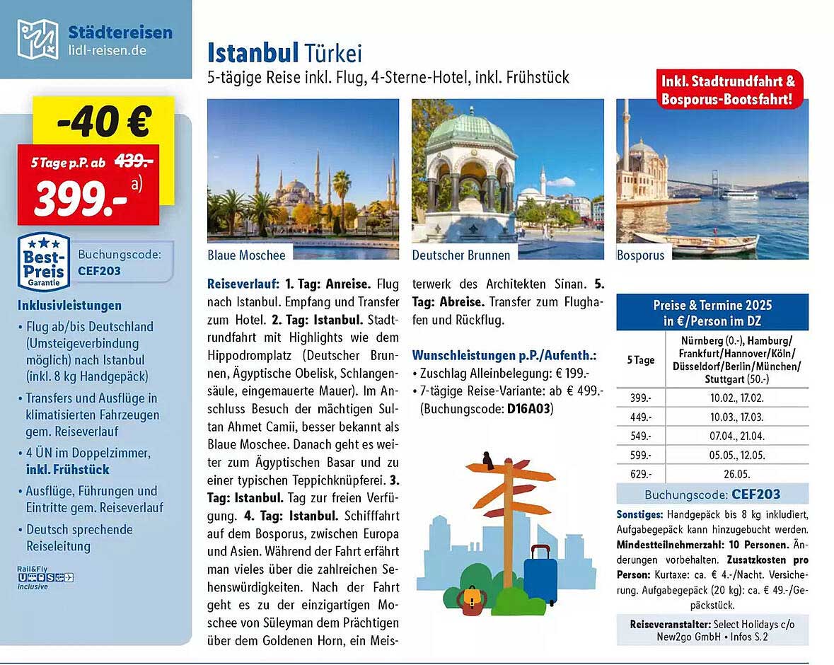 Istanbul Türkei 5-tägige Reise inkl. Flug, 4-Sterne-Hotel, inkl. Frühstück