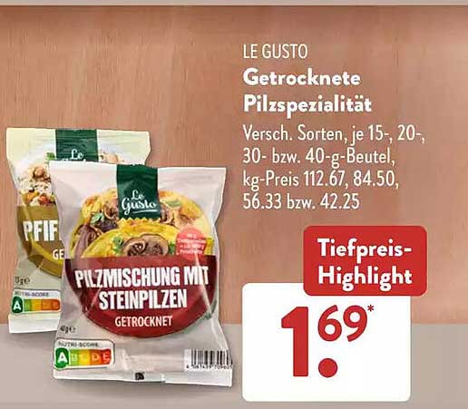 LE GUSTO Getrocknete Pilzspezialität