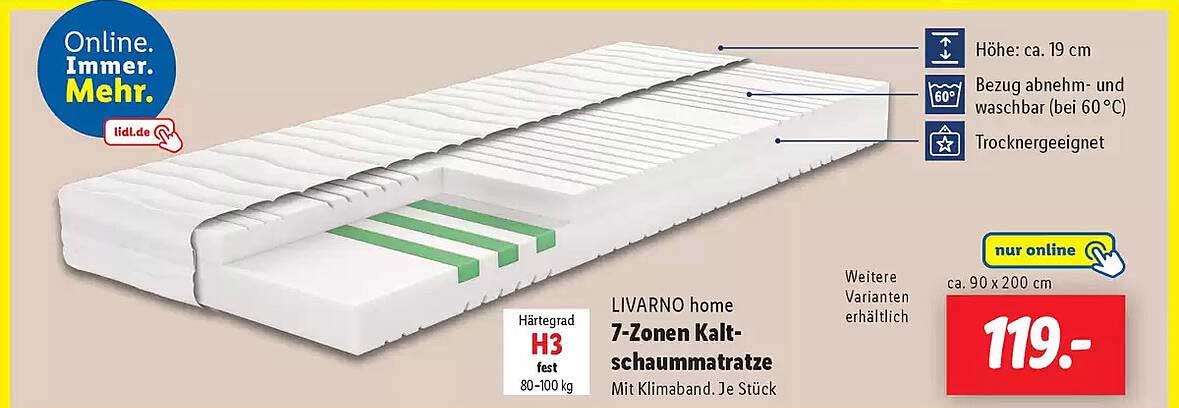 LIVARNO home 7-Zonen Kaltschaummatratze