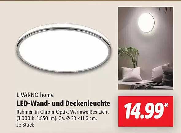 LIVARNO home LED-Wand- und Deckenleuchte