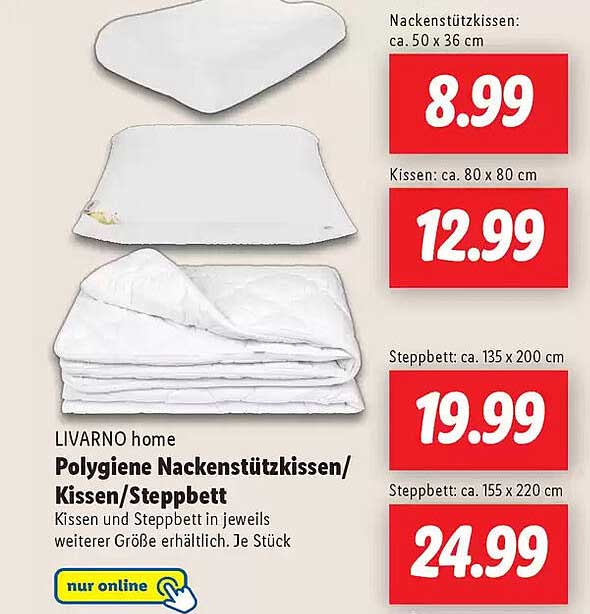 LIVARNO home Polygenie Nackenstützkissen/Kissen/Steppbett