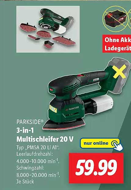 PARKSIDE 3-in-1 Multischleifer 20 V