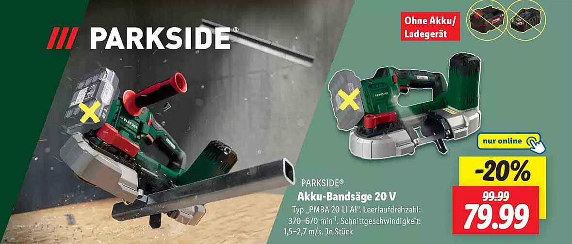 PARKSIDE® Akku-Bandsäge 20 V