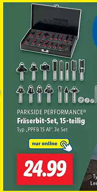 PARKSIDE PERFORMANCE® Fräserbit-Set, 15-teilig