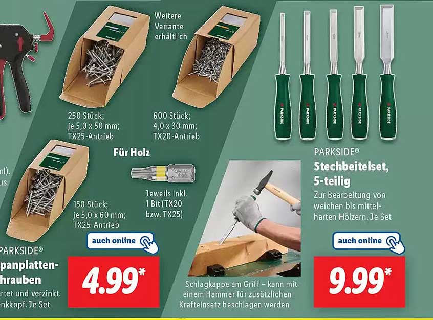 PARKSIDE® Stechbeitelsatz, 5-teilig