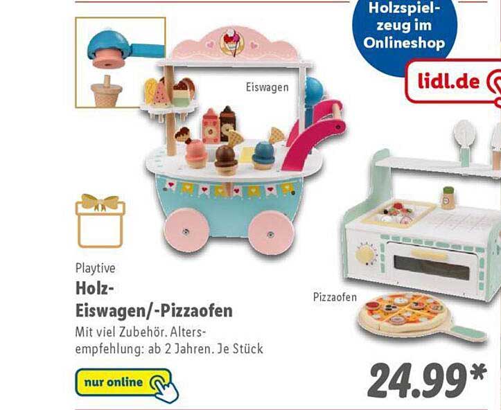 Playtive Holz-Eiswagen/-Pizzaofen