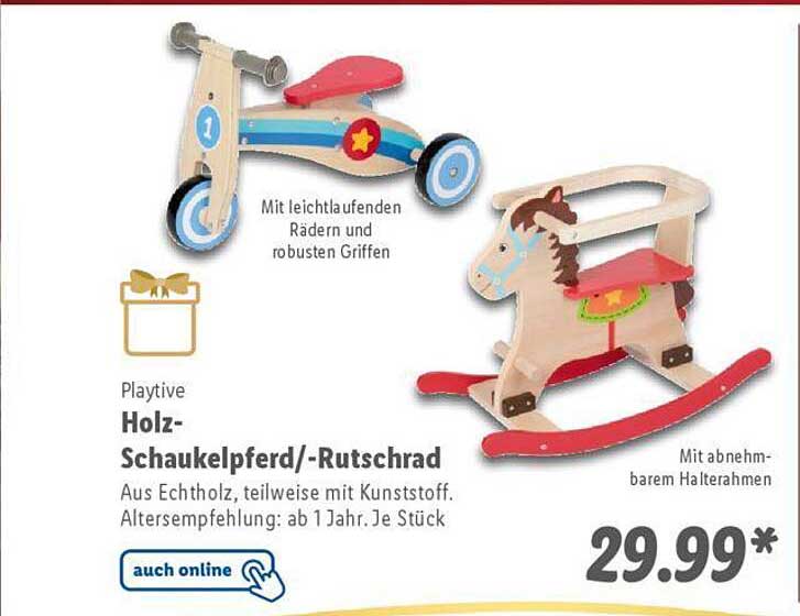 Playtive Holz-Schaukelpferd/-Rutschrad