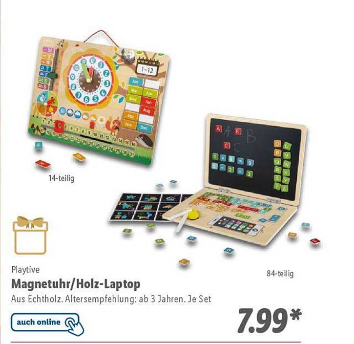 Playtive Magnetuhr/Holz-Laptop