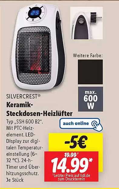 SILVERCREST® Keramik-Steckdosen-Heizlüfter