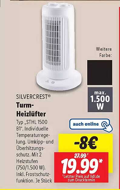 SILVERCREST® Turm-Heizlüfter