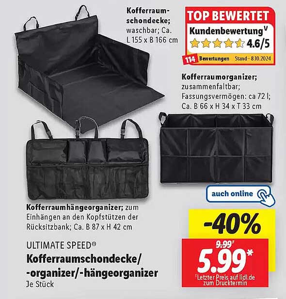 ULTIMATE SPEED® Kofferraumschondecke/­-organizer/­-hängeorganizer