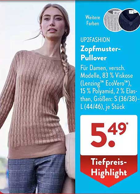 UP2FASHION Zopfmuster-Pullover