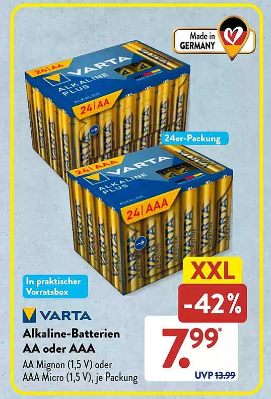 VARTA Alkaline-Batterien AA oder AAA