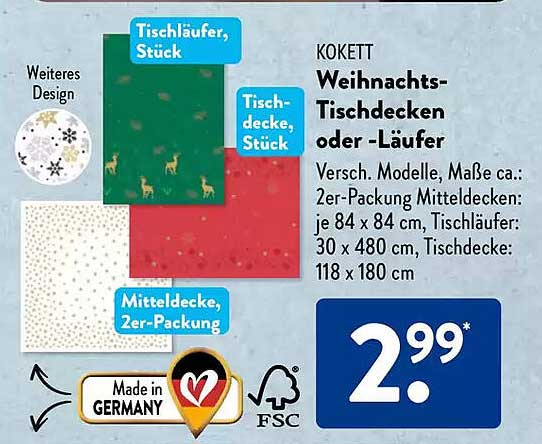 Weihnachts-Tischdecken oder -Läufer