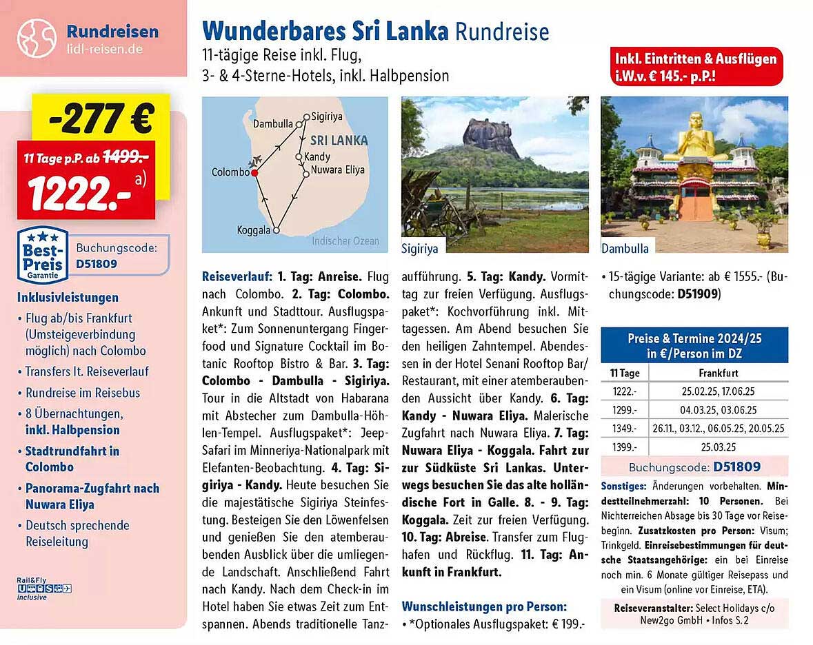 Wunderbares Sri Lanka Rundreise