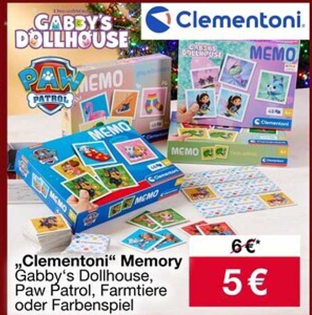 „Clementoni“ Memory Gabby‘s Dollhouse, Paw Patrol, Farmtiere oder Farbenspiel