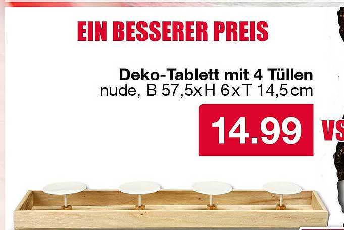 Deko-Tablett mit 4 Tüllen