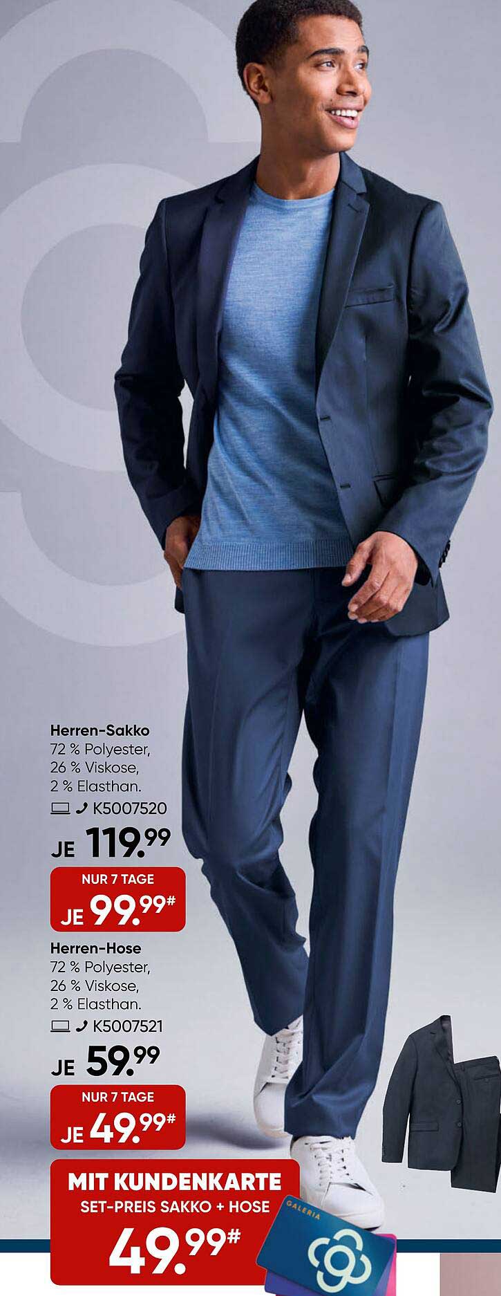 Herren-Sakko  
Herren-Hose  
SET-PREIS SAKKO + HOSE  