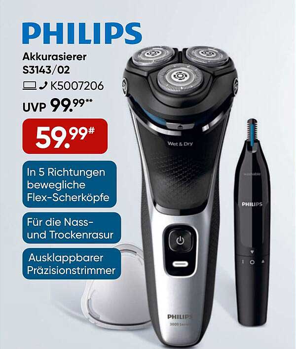 PHILIPS Akkrasierer S3143/02