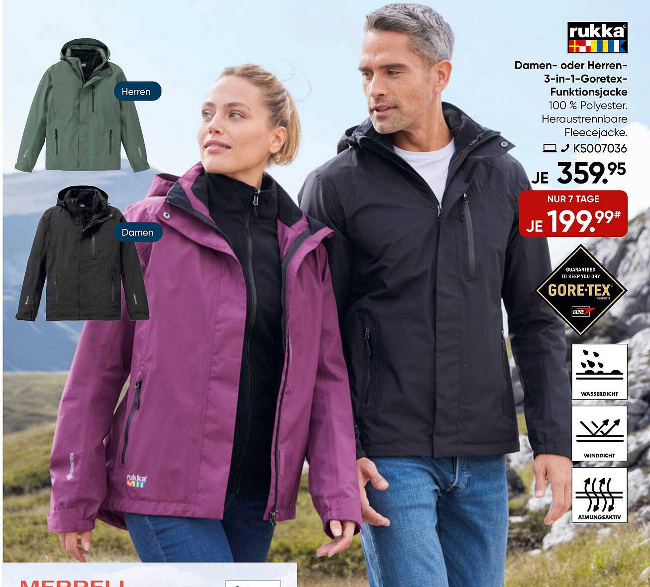 rukka Damen- oder Herren-3-in-1-Goretex-Funktionsjacke