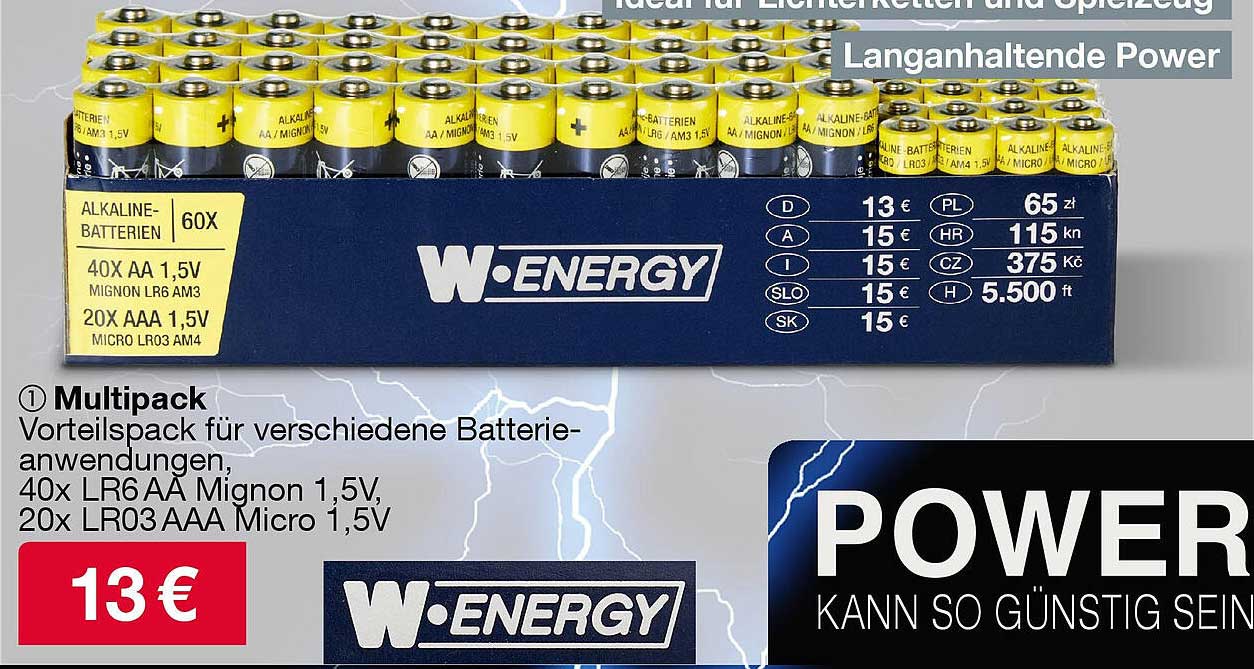 W:ENERGY Alkaline-Batterien 60X