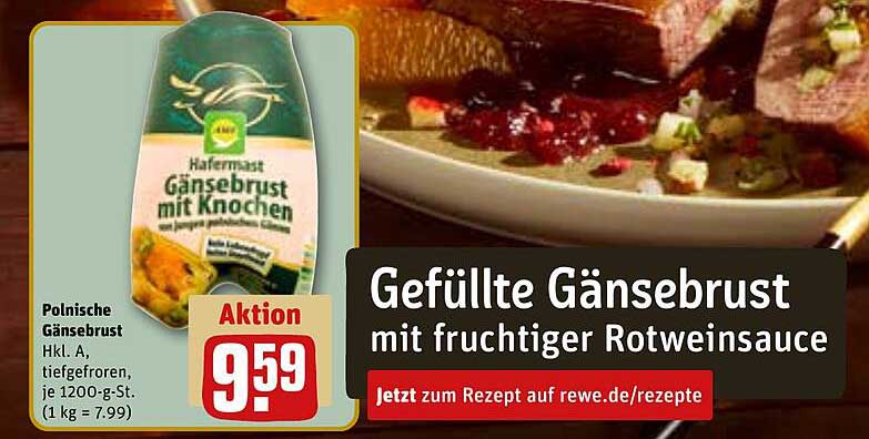 Gefüllte Gänsebrust mit fruchtiger Rotweinsauce