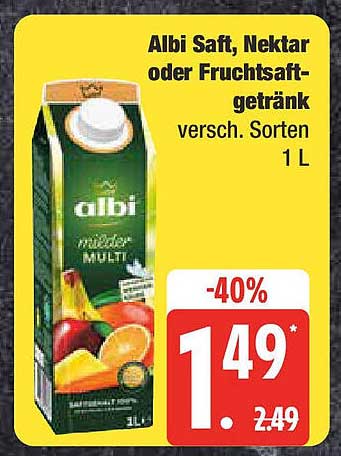 Albi Saft, Nektar oder Fruchtsaftgetränk