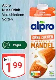 Alpro Nuss Drink ohne Zucker Mandel