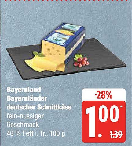 Bayernland Bayernländer deutscher Schnittkäse fein-nussiger Geschmack