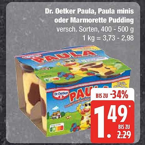 Dr. Oetker Paula, Paula minis oder Marmorette Pudding