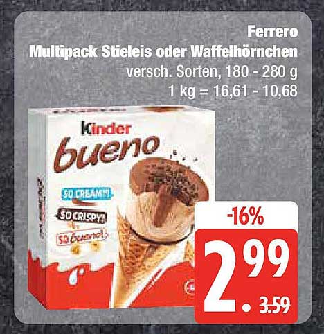 Ferrero Multipack Stieleis oder Waffelhörnchen