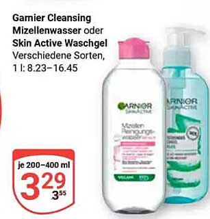 Garnier Cleansing Mizellenwasser oder Skin Active Waschgel