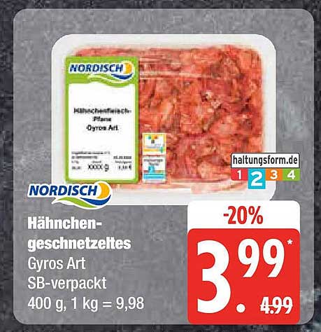 Hähnchen-geschnetzeltes Gyros Art