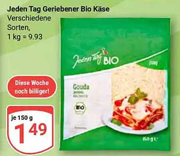 Jeden Tag Geriebener Bio Käse