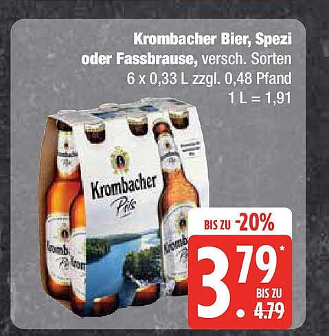 Krombacher Bier, Spezi oder Fassbrause, versch. Sorten