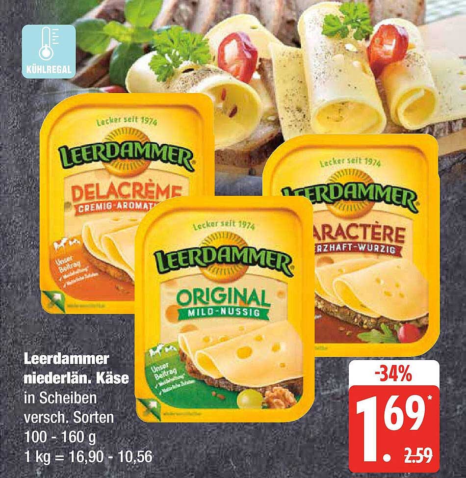 Leerdammer niederländ. Käse in Scheiben versch. Sorten