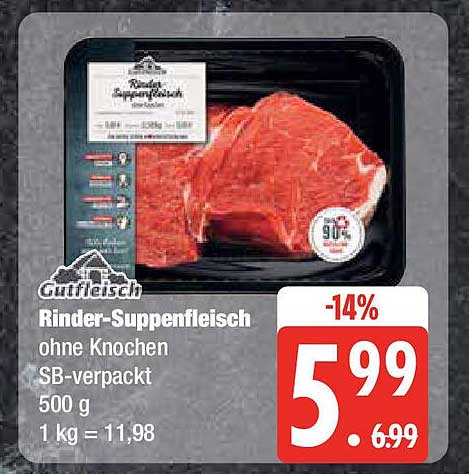 Rinder-Suppenfleisch ohne Knochen