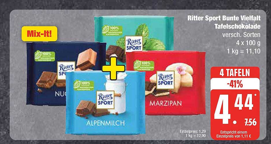 Ritter Sport Bunte Vielfalt Tafelschokolade