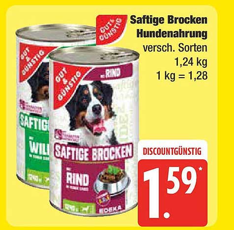 Saftige Brocken Hundenahrung