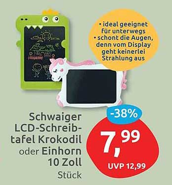 Schwaiger LCD-Schreibtafel Krokodil oder Einhorn 10 Zoll